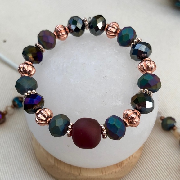 Purple Druzy Necklace and Bracelet Set - Picture 4 of 5